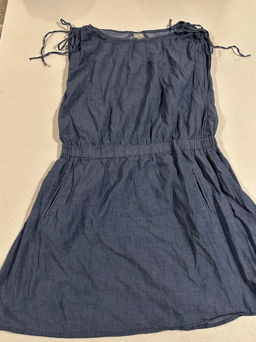 Converse One Star Lightweight Tie-Sleeve Chambray Skater Dress, Size XL,